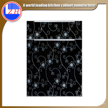 Puerta de gabinete de cocina laminado negro (alto brillo)